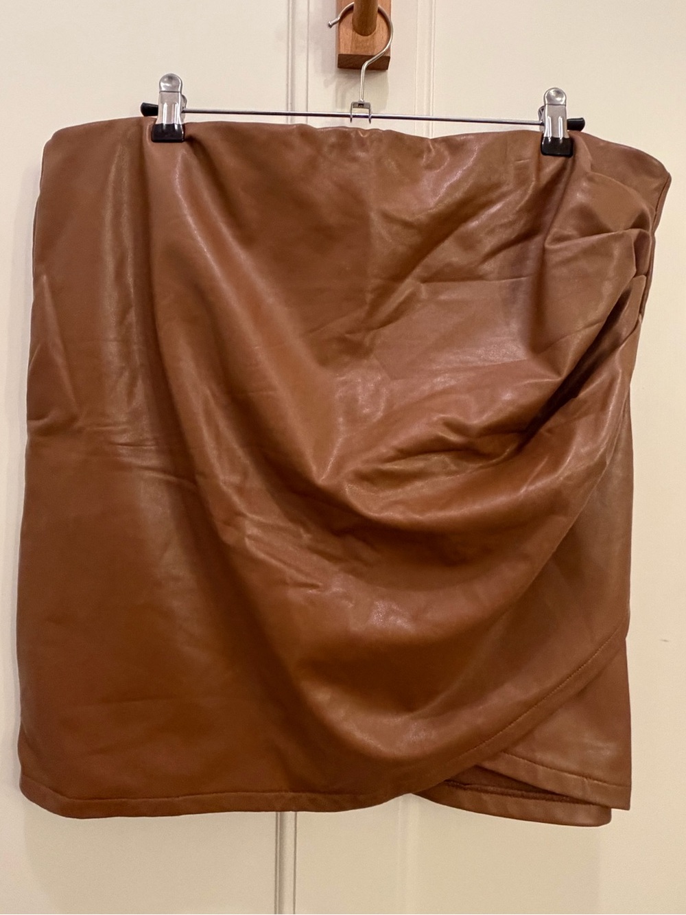 Sky Plus Faux Leather Brown Mini Skirt